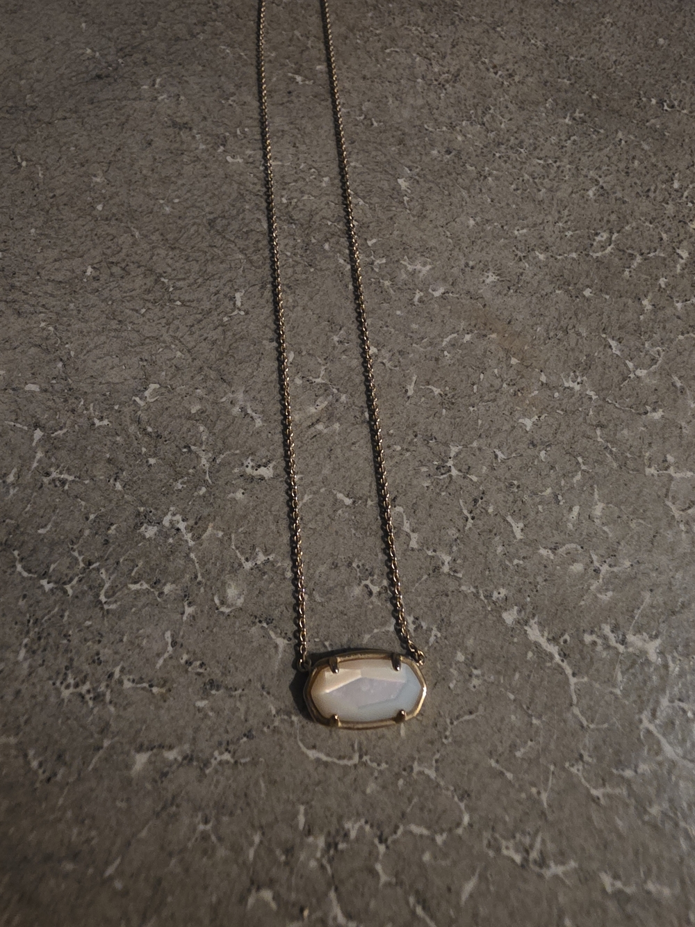 Kendra Scott Rose Gold Necklace with White Opalescent Pendant
